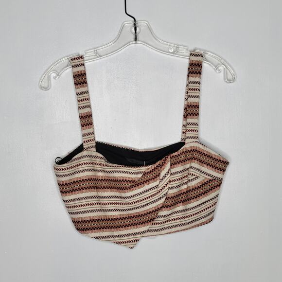 NEW Zara Origami Jacquard Crop Top Tank Sleeveless Tribal Knit Off White Large - Picture 9 of 12